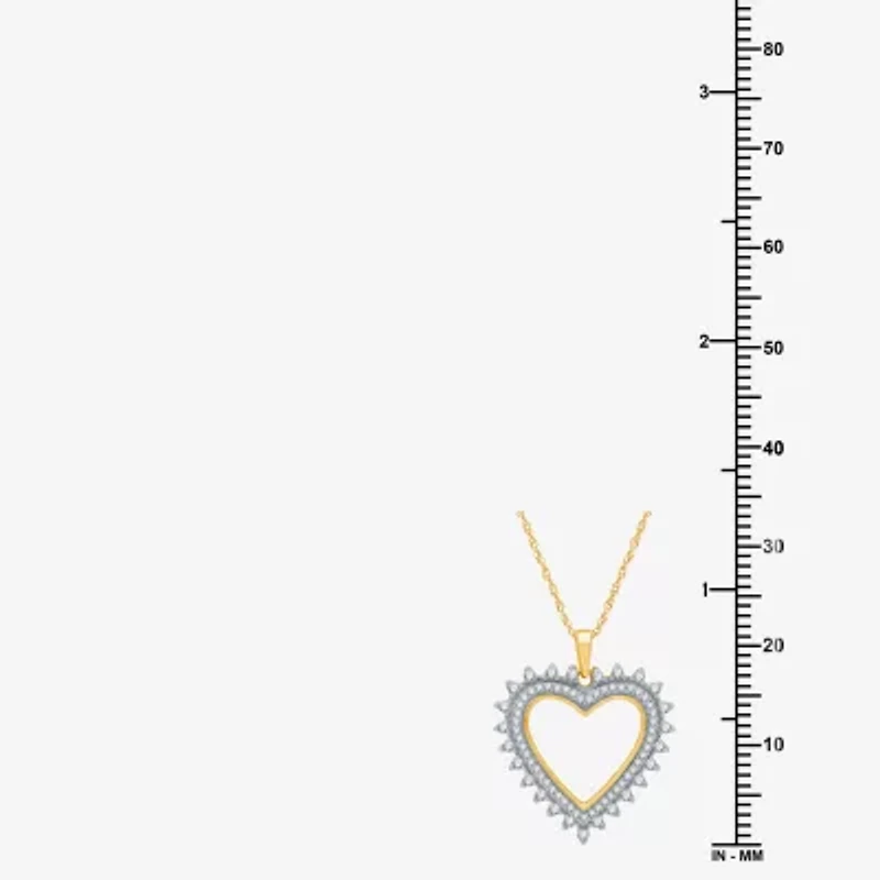 Womens 1/ CT. T.W. Lab Grown White Diamond 14K Gold Over Silver Sterling Silver Heart 18 Inch Pendant Necklace