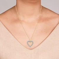 Womens 1/ CT. T.W. Lab Grown White Diamond 14K Gold Over Silver Sterling Silver Heart 18 Inch Pendant Necklace