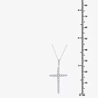Womens / CT. T.W. Lab Grown White Diamond Sterling Silver Cross 18 Inch Pendant Necklace