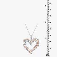 Womens 3/4 CT. T.W. Lab Grown White Diamond 14K Rose Gold Over Silver Sterling Silver Heart 18 Inch Pendant Necklace