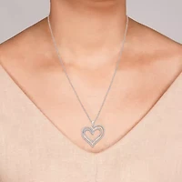 Womens 3/4 CT. T.W. Lab Grown White Diamond 14K Rose Gold Over Silver Sterling Silver Heart 18 Inch Pendant Necklace