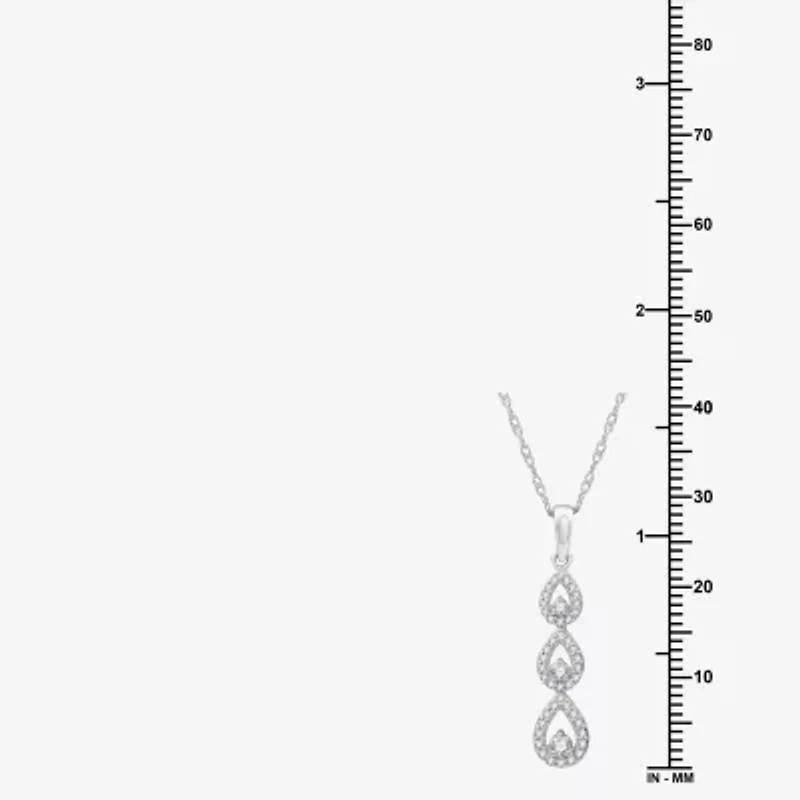 Womens 1/4 CT. T.W. Lab Grown White Diamond Sterling Silver Pear 18 Inch Pendant Necklace