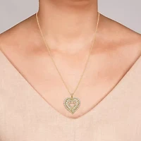 Womens 2 CT. T.W. Lab Grown White Diamond 14K Gold Over Silver Sterling Silver Heart 18 Inch Pendant Necklace
