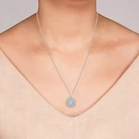 Womens 1/2 CT. T.W. Lab Grown White Diamond Sterling Silver Cushion 18 Inch Pendant Necklace