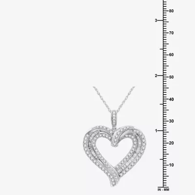 Womens 1 1/2 CT. T.W. Lab Grown White Diamond Sterling Silver Heart 18 Inch Pendant Necklace