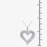 Womens 1 1/2 CT. T.W. Lab Grown White Diamond Sterling Silver Heart 18 Inch Pendant Necklace