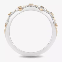 Enchanted Disney Fine Jewelry Womens 1/5 CT. Natural White Diamond 14K Two Tone Gold Over Silver Sterling Princess & The Frog Tiana Cocktail Ring