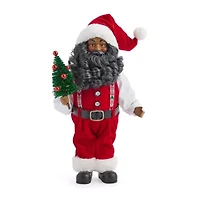 North Pole Trading Co. 12in Suspenders African American Christmas Santa Figurine