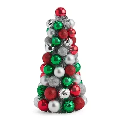 North Pole Trading Co. Red Green Ornament Tree Christmas Tabletop Decor