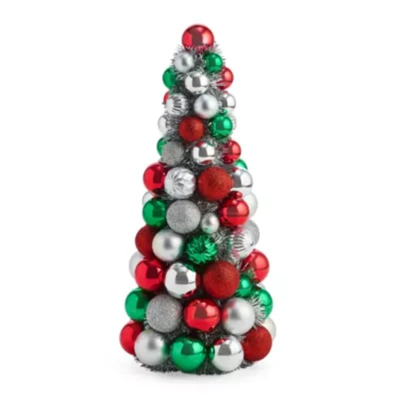 North Pole Trading Co. Red Green Ornament Tree Large Christmas Tabletop Decor
