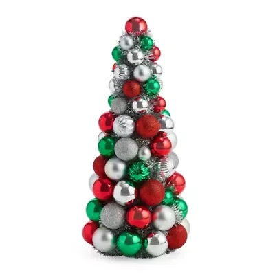 North Pole Trading Co. Red Green Ornament Tree Large Christmas Tabletop Decor