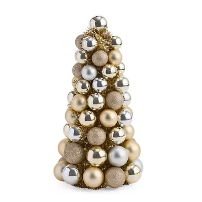 North Pole Trading Co. 13in Gold Ornament Tree Christmas Tabletop Decor