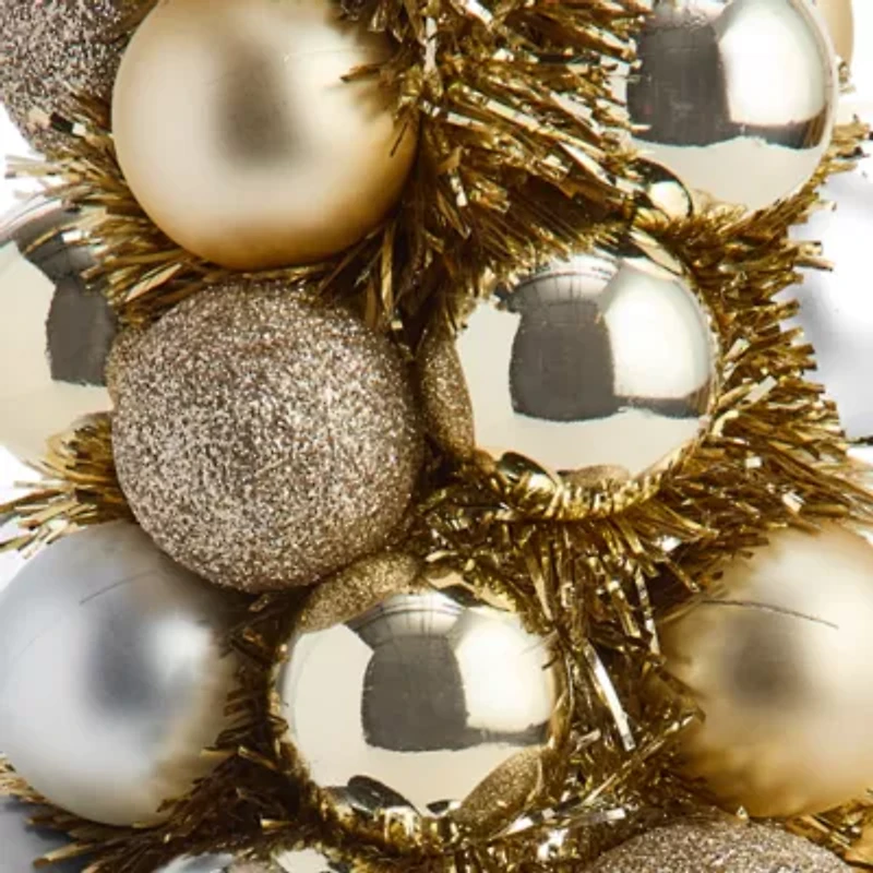 North Pole Trading Co. 17.5in Gold Ornament Tree Christmas Tabletop Decor