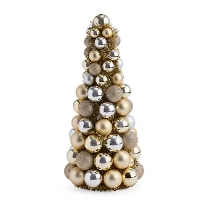 North Pole Trading Co. 17.5in Gold Ornament Tree Christmas Tabletop Decor