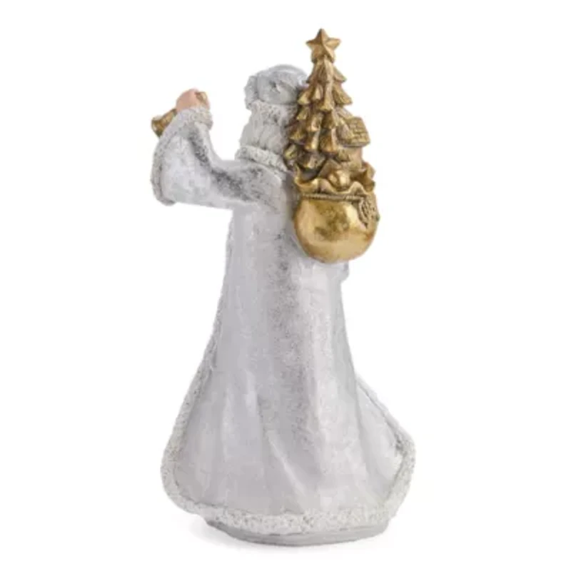 North Pole Trading Co. 20in Silver Resin Santa Christmas Tabletop Decor