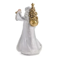 North Pole Trading Co. 20in Silver Resin Santa Christmas Tabletop Decor