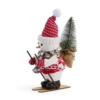 North Pole Trading Co. Skiing Mini Snowman Christmas Tabletop Decor
