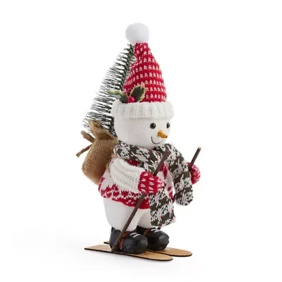 North Pole Trading Co. Skiing Mini Snowman Christmas Tabletop Decor