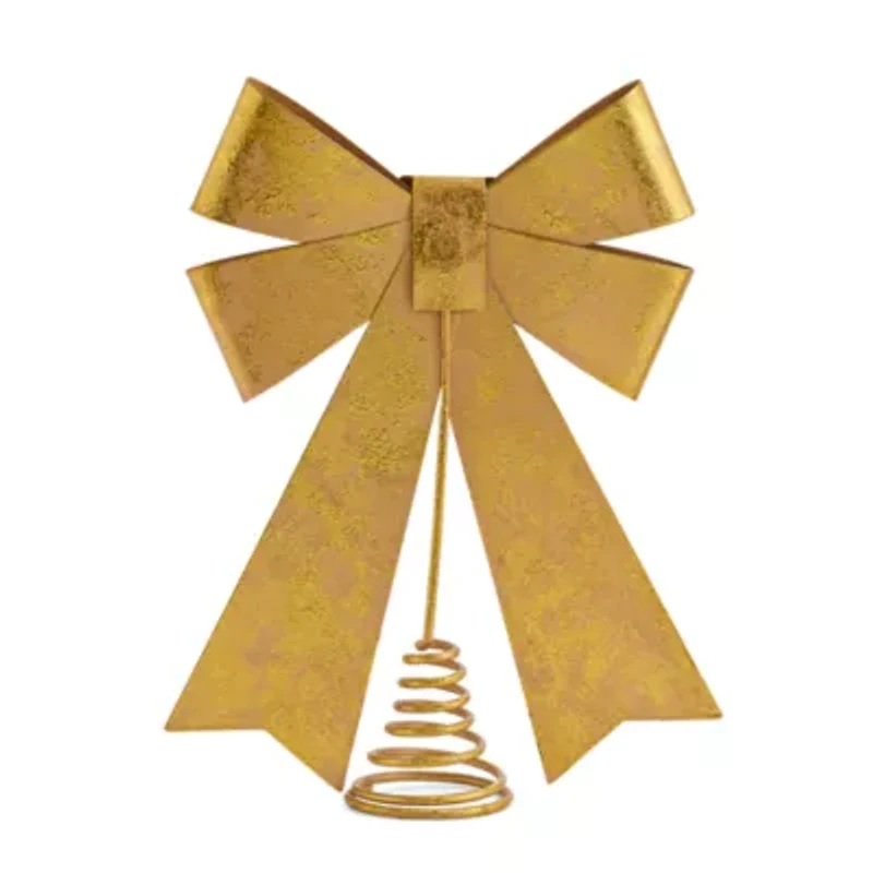 North Pole Trading Co. Gold Bow Christmas Tree Topper