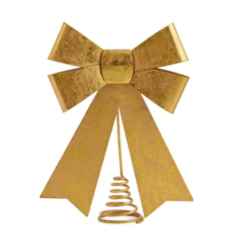 North Pole Trading Co. Gold Bow Christmas Tree Topper