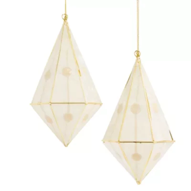 North Pole Trading Co. Mother Of Pearl Diamond Set 2-pc. Christmas Ornament