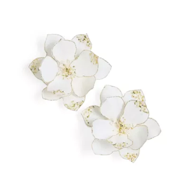 North Pole Trading Co. White Floral Clip Set 2-pc. Clips