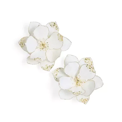 North Pole Trading Co. White Floral Clip Set 2-pc. Clips