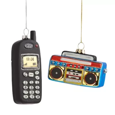 North Pole Trading Co. Radio And Phone Set 2-pc. Christmas Ornament