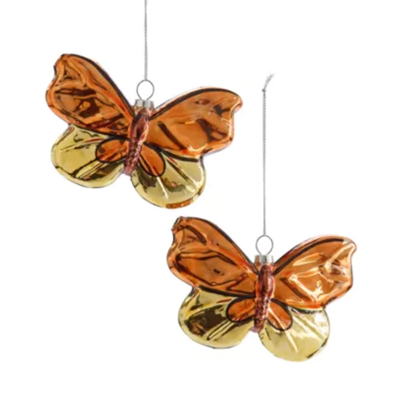 North Pole Trading Co. Butterfly Set 2-pc. Christmas Ornament