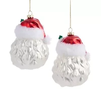 North Pole Trading Co. Santa Head Set 2-pc. Christmas Ornament