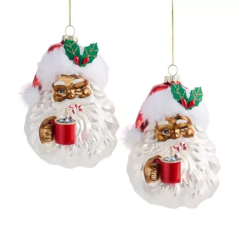 North Pole Trading Co. Santa Head African American 2-pc. Christmas Ornament