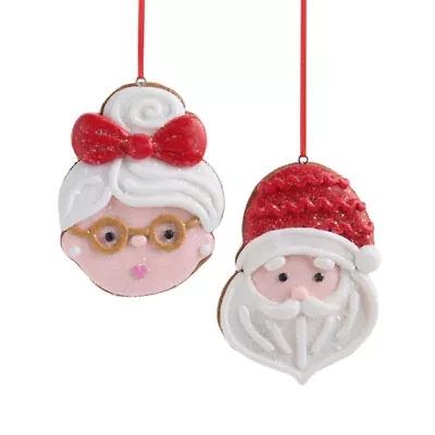 North Pole Trading Co. Mr And Mrs Clause Cookie Set 2-pc. Christmas Ornament