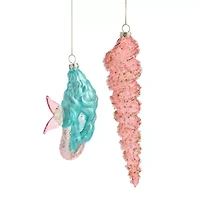 North Pole Trading Co. Mermaid And Shell Set 2-pc. Christmas Ornament