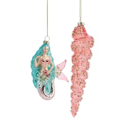 North Pole Trading Co. Mermaid And Shell Set 2-pc. Christmas Ornament