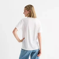 Boyfriend Womens Juniors Crew Neck Short Sleeve Loose Fit Winnie The Pooh Graphic T-Shirt