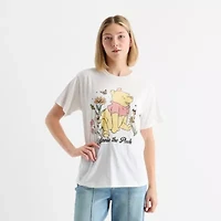 Juniors Pooh Boyfriend Womens Crew Neck Short Sleeve Winnie The Graphic T-Shirt
