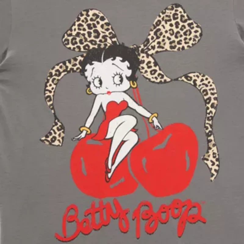 New World Womens Crew Neck Short Sleeve Loose Fit Betty Boop Juniors Graphic T-Shirt