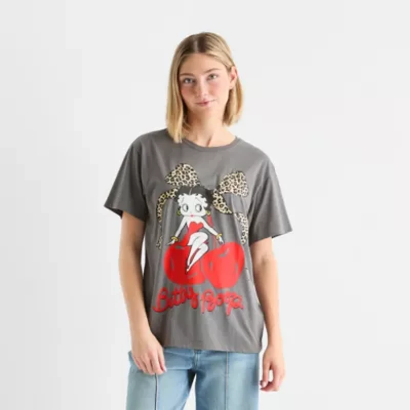 New World Juniors Womens Crew Neck Short Sleeve Betty Boop Graphic T-Shirt