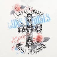 New World Guns N' Roses Off The Shoulder Tee Womens Crew Neck Short Sleeve Juniors Graphic T-Shirt