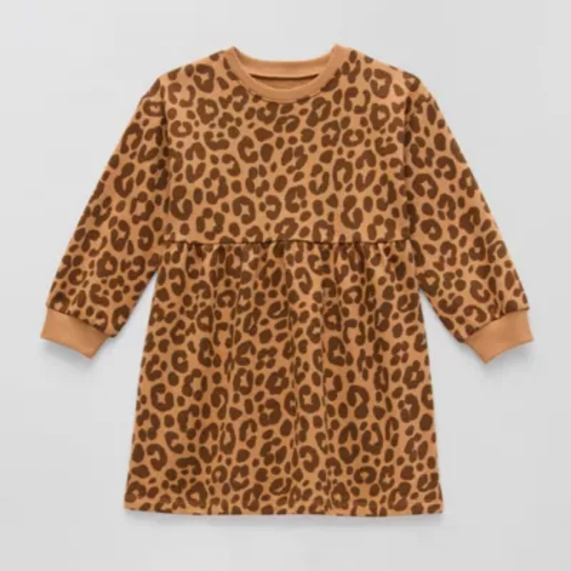 Okie Dokie Toddler & Little Girls Long Sleeve Cuffed Sweatshirt Dress