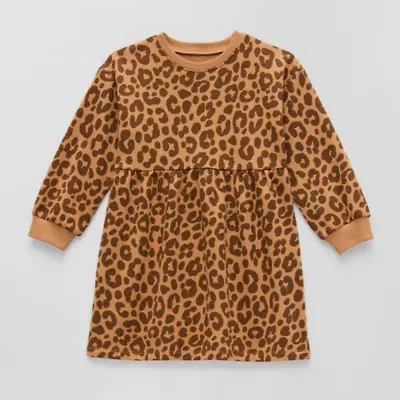 Okie Dokie Toddler & Little Girls Long Sleeve Cuffed Sweatshirt Dress