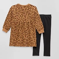 Okie Dokie Toddler & Little Girls Cuffed Hearts 2-pc. Dress Set