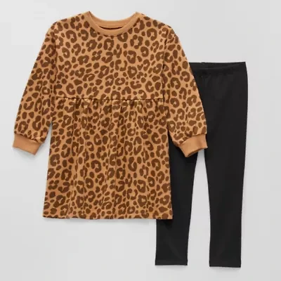 Okie Dokie Toddler & Little Girls Cuffed Hearts 2-pc. Dress Set