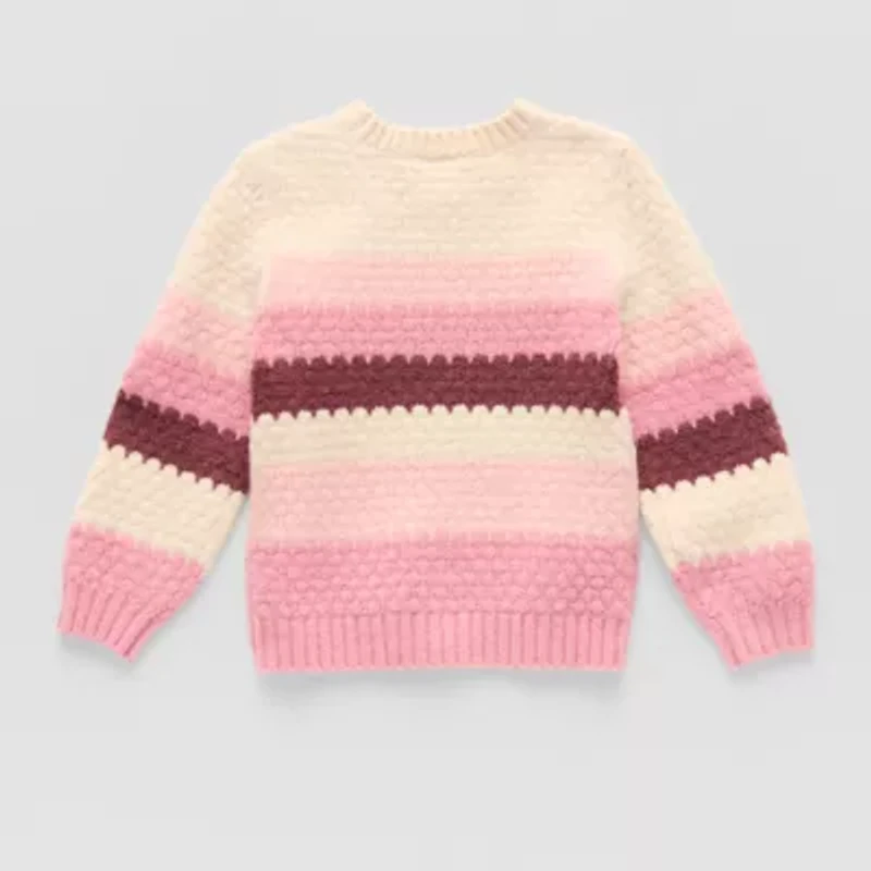 Okie Dokie Toddler & Little Girls Crew Neck Long Sleeve Pullover Sweater