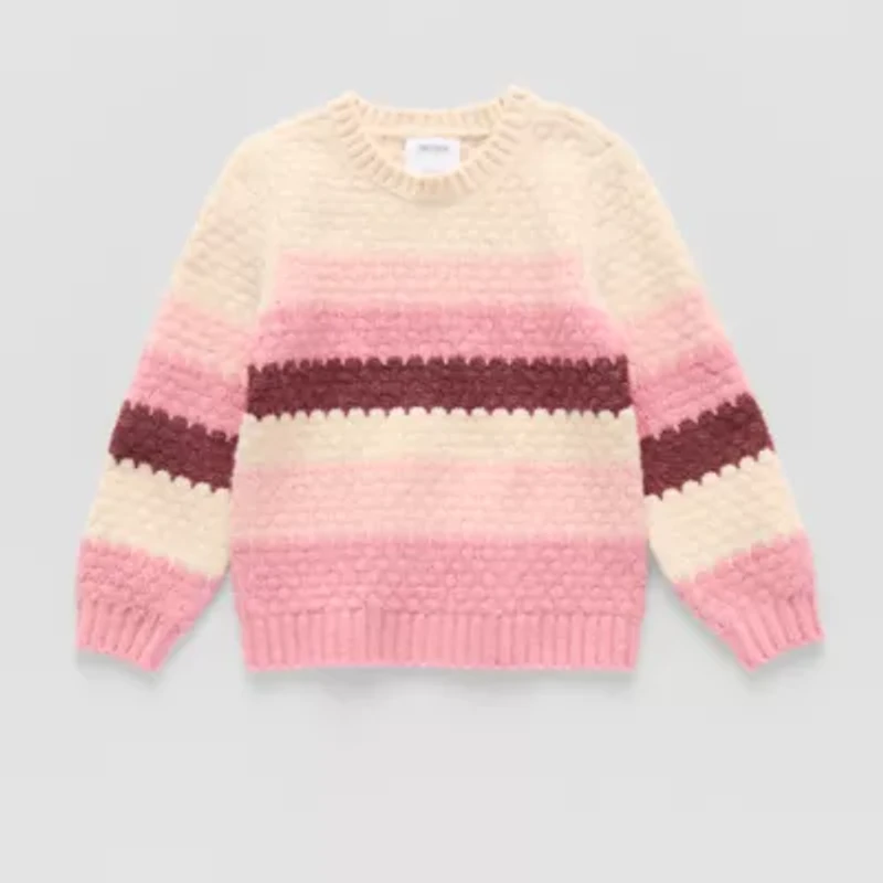 Okie Dokie Toddler & Little Girls Crew Neck Long Sleeve Pullover Sweater