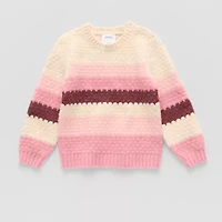 Okie Dokie Toddler & Little Girls Crew Neck Long Sleeve Pullover Sweater