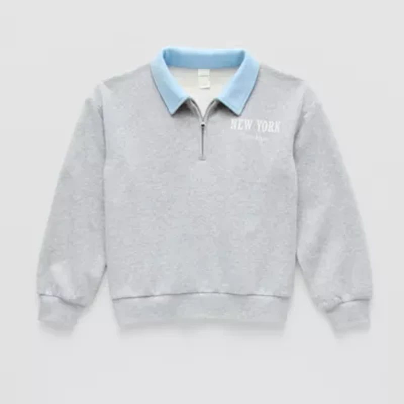 Thereabouts Little & Big Kid Girls Long Sleeve Fleece Casual Quarter-Zip Pullover