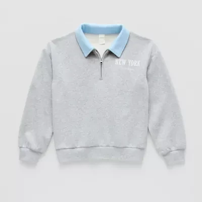 Thereabouts Little & Big Kid Girls Long Sleeve Fleece Casual Quarter-Zip Pullover