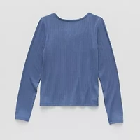 Thereabouts Little & Big Kid Girls Square Neck Long Sleeve T-Shirt