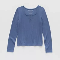 Thereabouts Little & Big Kid Girls Square Neck Long Sleeve T-Shirt